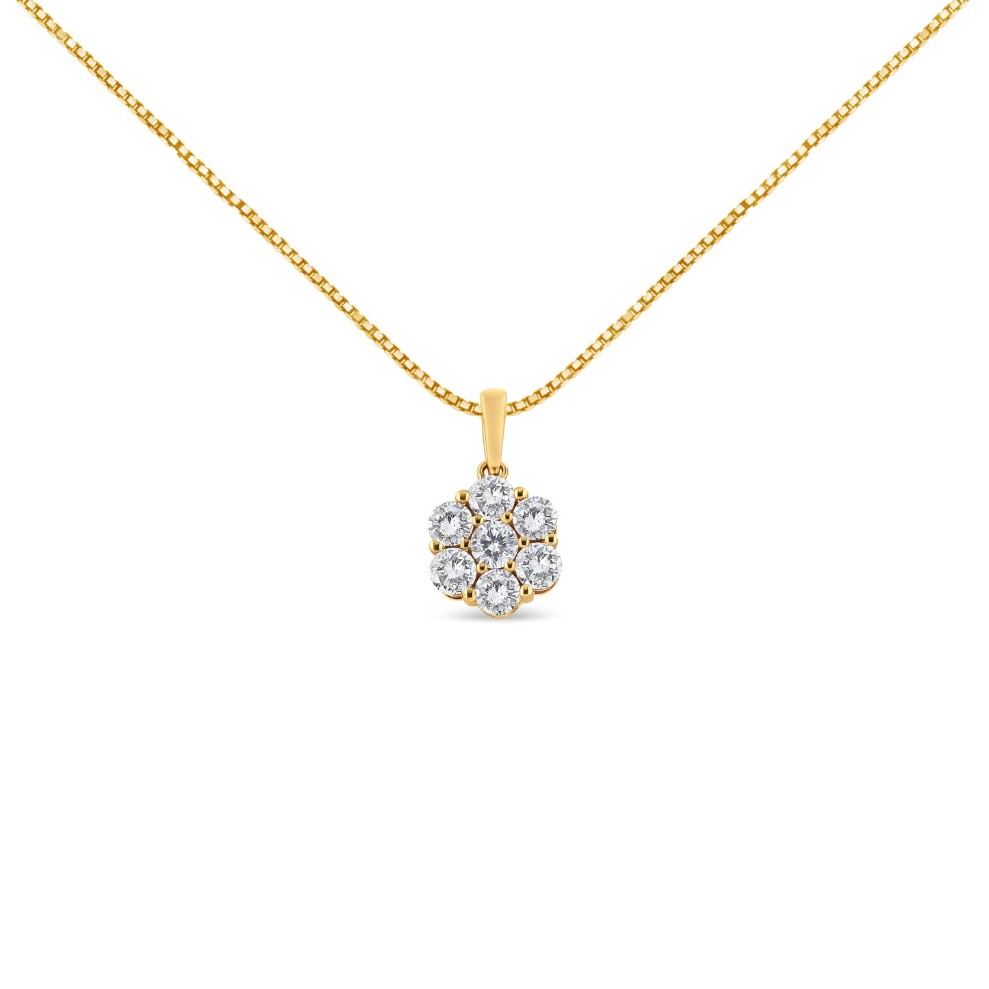 Collar con colgante de flor en diamantes de 2.00 Cttw en oro amarillo de 14K