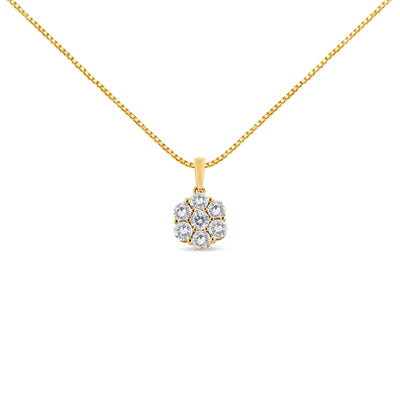Collier Pendentif en Diamant en Fleur en Or Jaune 14K 2.00 Cttw