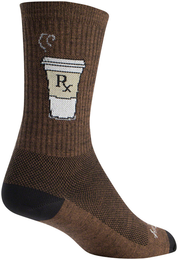 Calcetines Crew Wool Addict de SockGuy - 6 pulgadas Marrón Pequeño/Medio