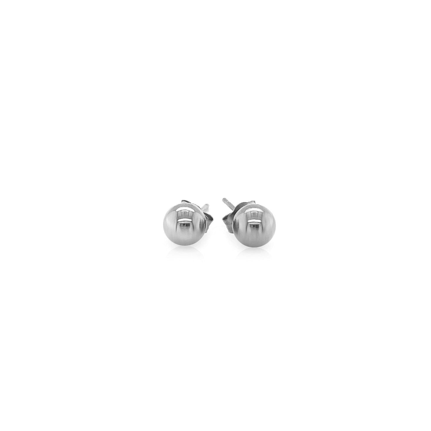 Boucles d'oreilles classiques rondes en or blanc 14 carats - 5,0 mm