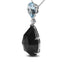 Collier Dangle en Or Blanc 18K avec Topaze et Onyx en Forme de Poire