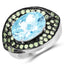Anillo de Plata Esterlina con Topacio Azul y Peridoto de 7.39 Quilates