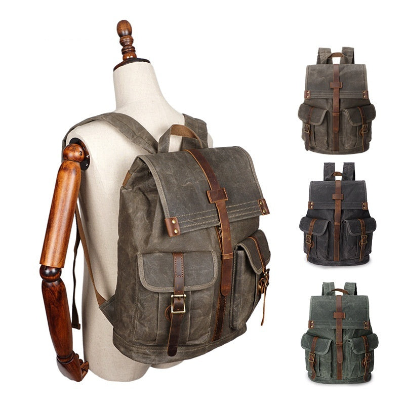 Sac à dos de voyage en toile cirée vintage pour hommes