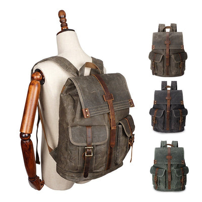 Men's Vintage Oil Wax Canvas Travel Backpack