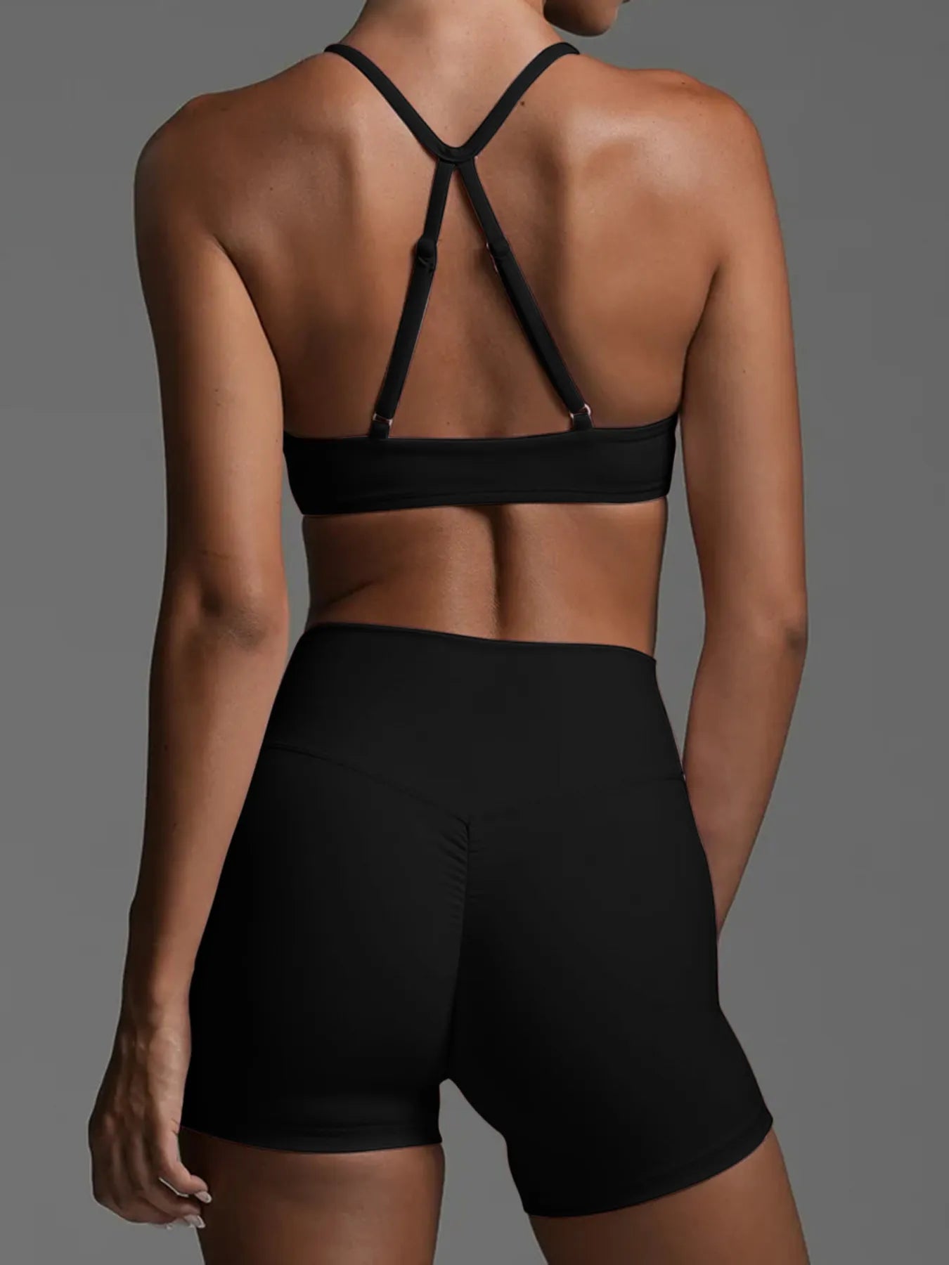 Ruched Sports Bra & High-Waisted Shorts Active Set