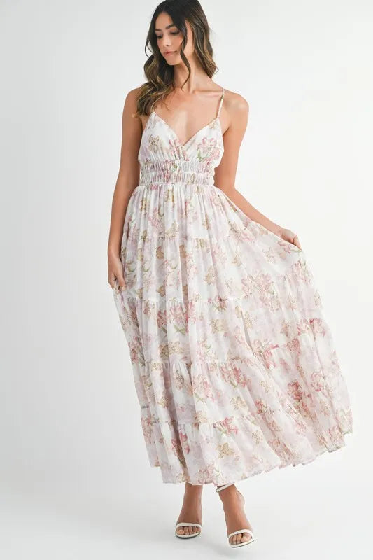 Vestido Maxi de Verano con Tirantes y Estampado Floral