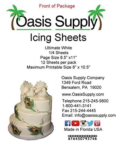 Feuilles de glaçage comestibles ultra flexibles Oasis Supply, blanches, 8,5" x 11"