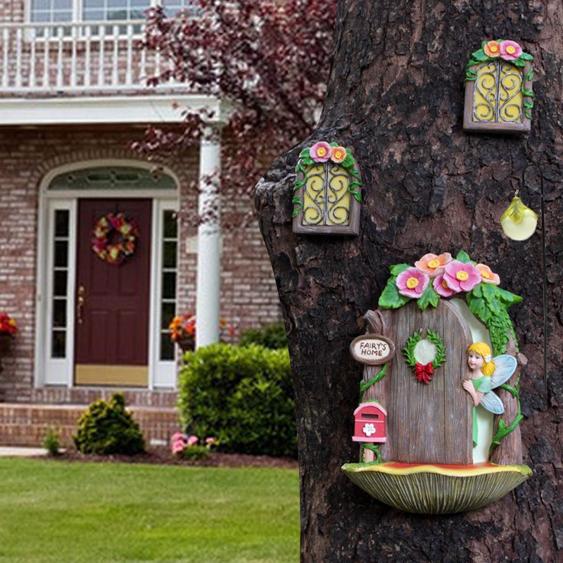 Elf House Garden Resin Night Light Doors and Windows Hangers - Korvel