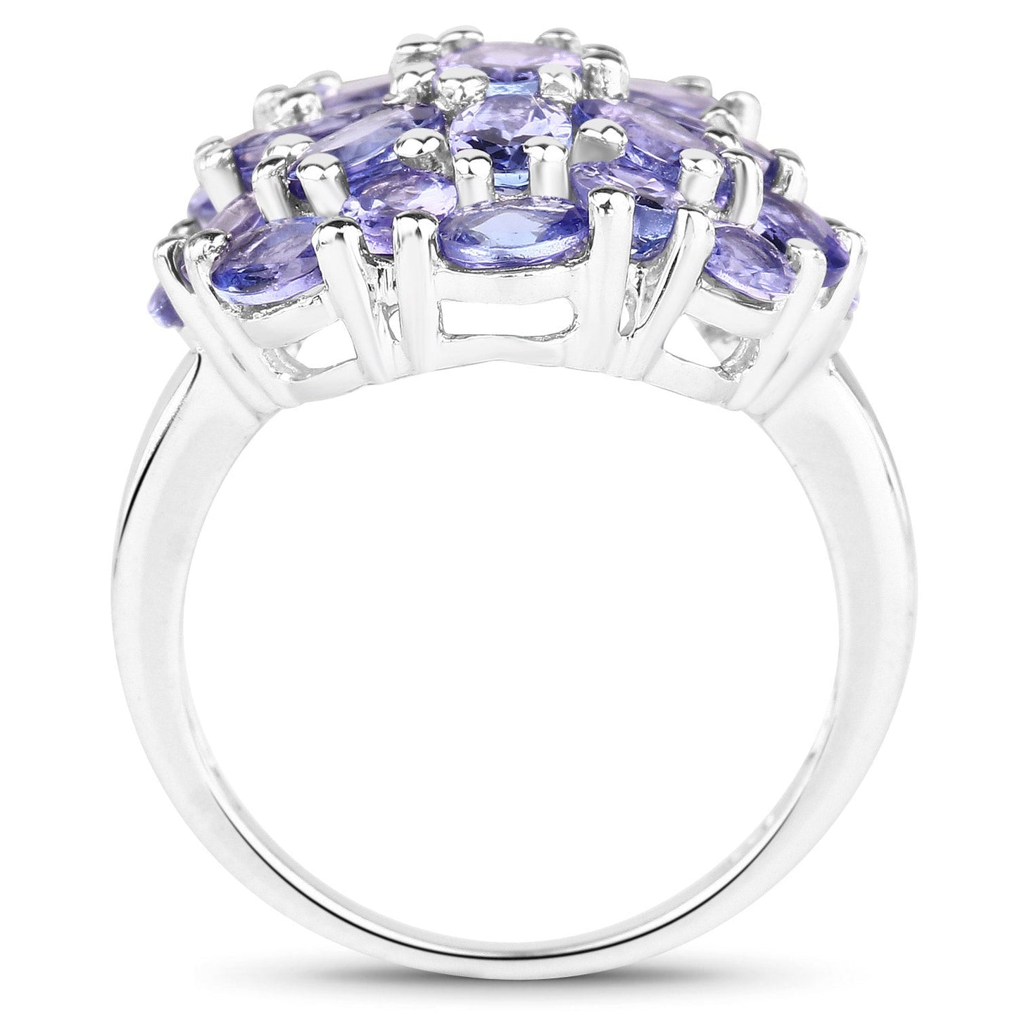 Bague cocktail en argent sterling avec tanzanite véritable de 7,08 carats