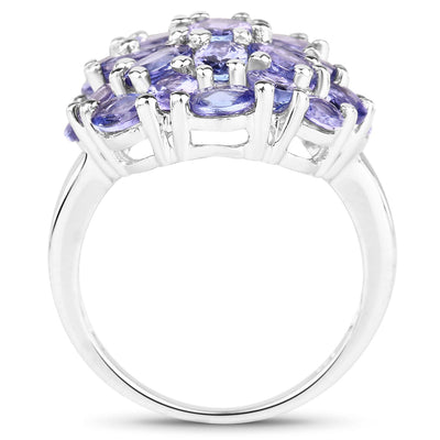 Bague cocktail en argent sterling avec tanzanite véritable de 7,08 carats