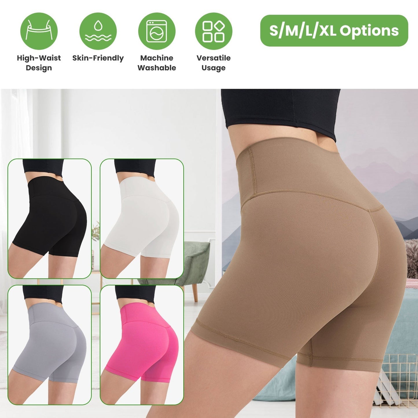 Women's High Waist Biker Shorts with Tummy Control