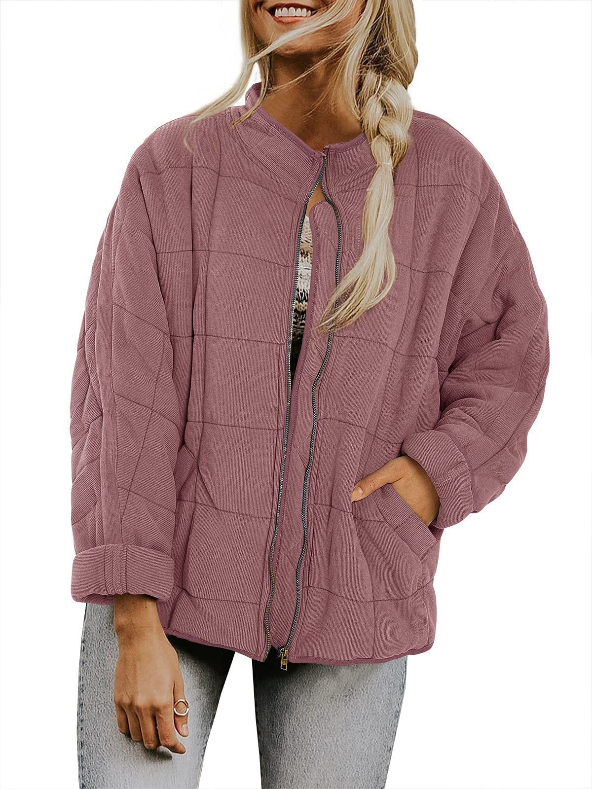 Veste d'hiver élégante à col montant zippée pour femmes