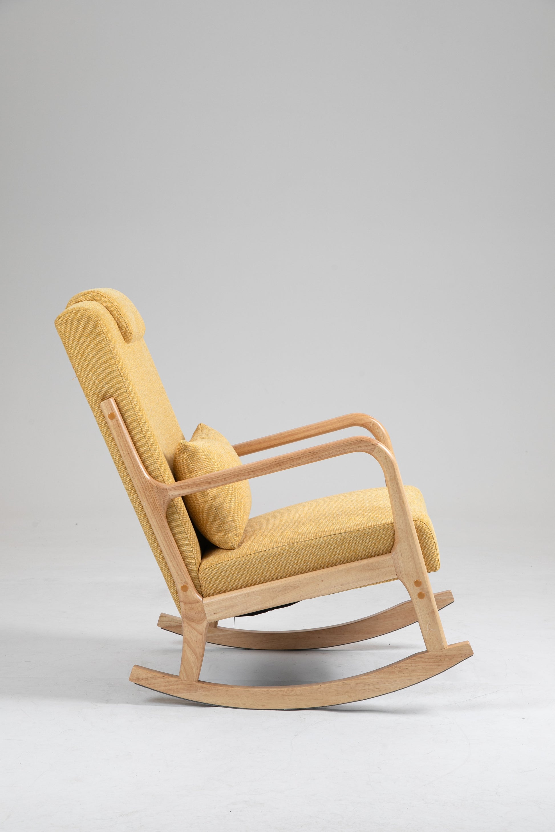 Rocking Chair Upholstered Fabric Rocking Armchair Indoor with High Backrest Glider Chairs and Lumbar Pillow for Living Room - Korvel