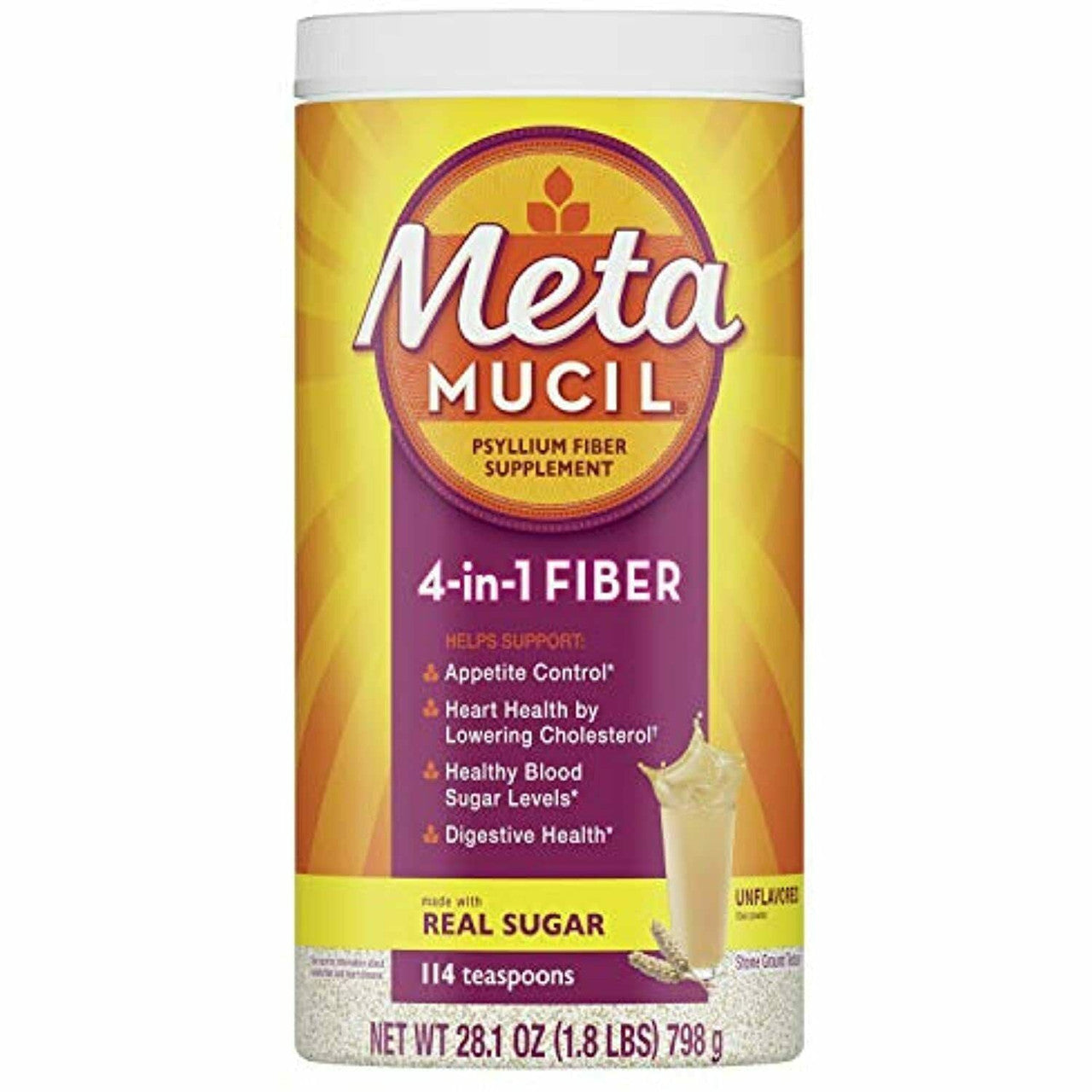 Suplemento de Metamucil Daily Psyllium Husk Powder - Sin sabor