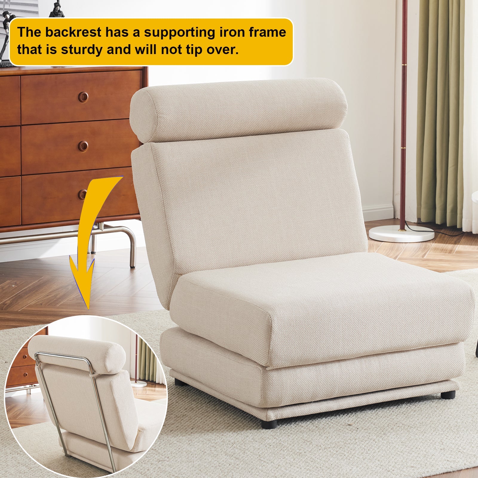 Single Sofa Chair Foldable Single Sofa Bed with Pillow,Portable Foldable Sofa Bed,Leisure Sofa Chair,Easy to Store - Korvel