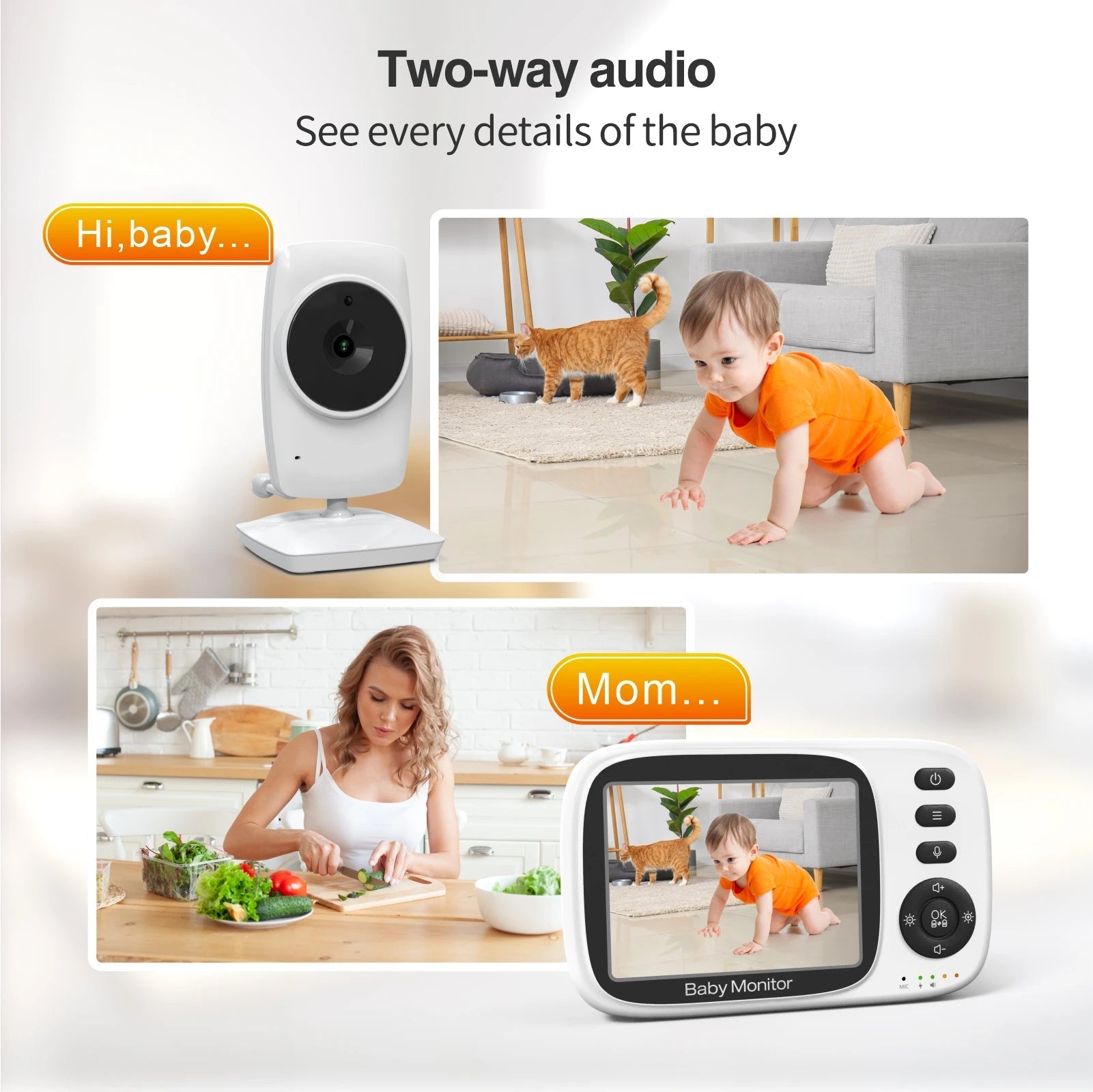 Video Baby Monitor 2.4G Wireless with 3.2 Inches LCD 2 Way Audio Talk Night Vision Surveillance Security Camera Babysitter - Korvel