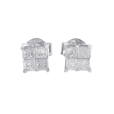 Pendientes de diamantes en oro blanco de 10k - 0.60 cttw