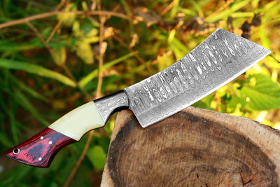 Premium Damascus Steel Cleaver Knife with Ergonomic Pakka Wood Handle - 10.5 Inches - Korvel