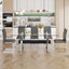 Dining table Modern tempered glass dining table Large modern office desk with silver plated metal legs and MDF crossbars - Korvel