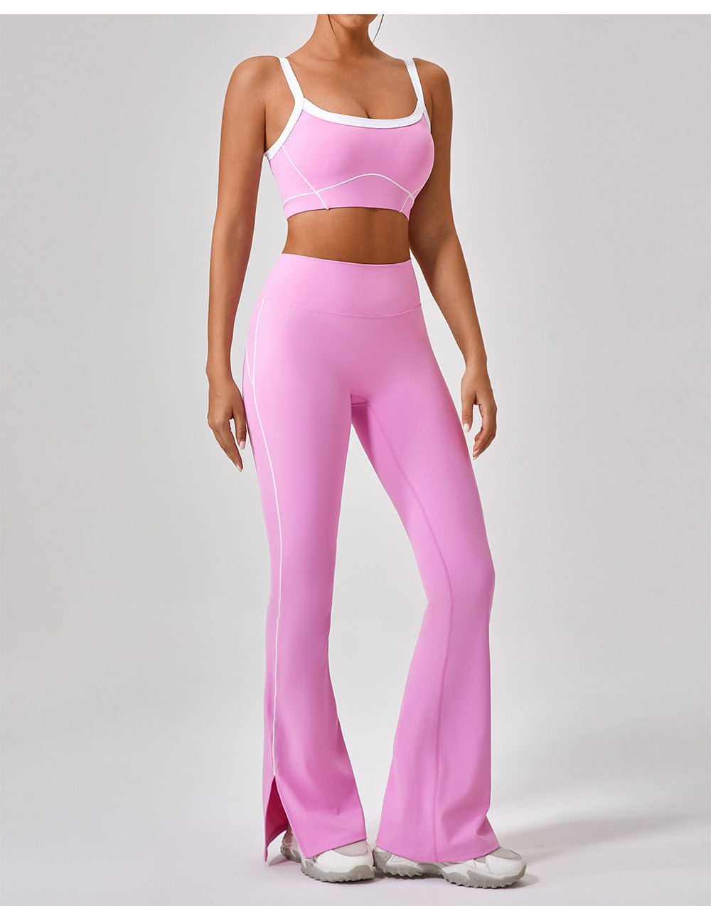 Conjunto de Ropa Deportiva de Tirantes para Mujer con Color Contrastante