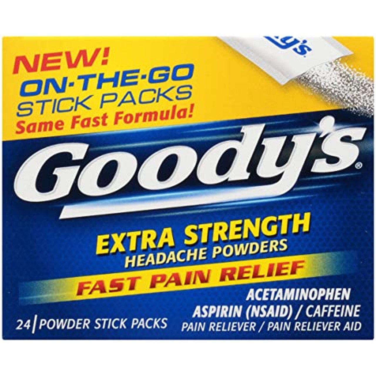Packs de bâtonnets de poudre contre les maux de tête Goody's Extra Strength