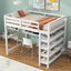 Full Size Loft Bed with Storage Shelves and Under-bed Desk  White - Korvel