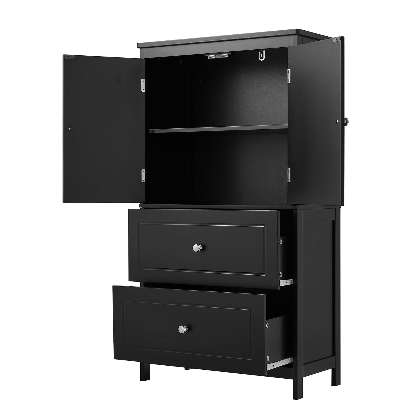 Armoire de rangement de salle de bain noire élégante avec étagère réglable