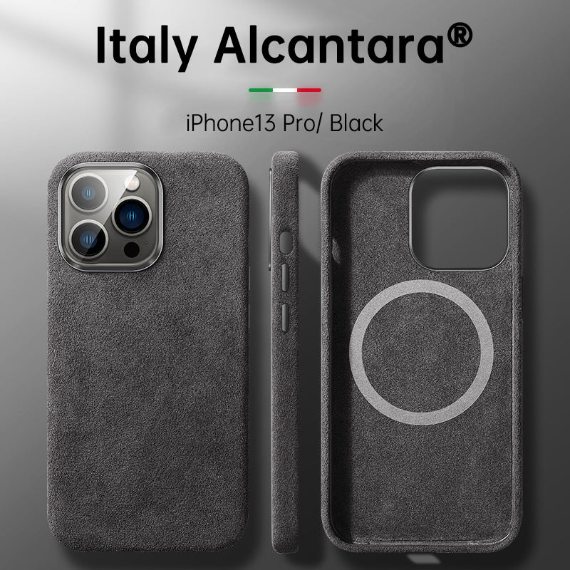 Italian Alcantara Case for iPhone 15 Pro Max Business Leather Phone Back Cover for iPhone 13 Pro Max Magnets - Korvel