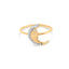 Anillo de media luna de diamantes de oro amarillo de 10K - Talla 6