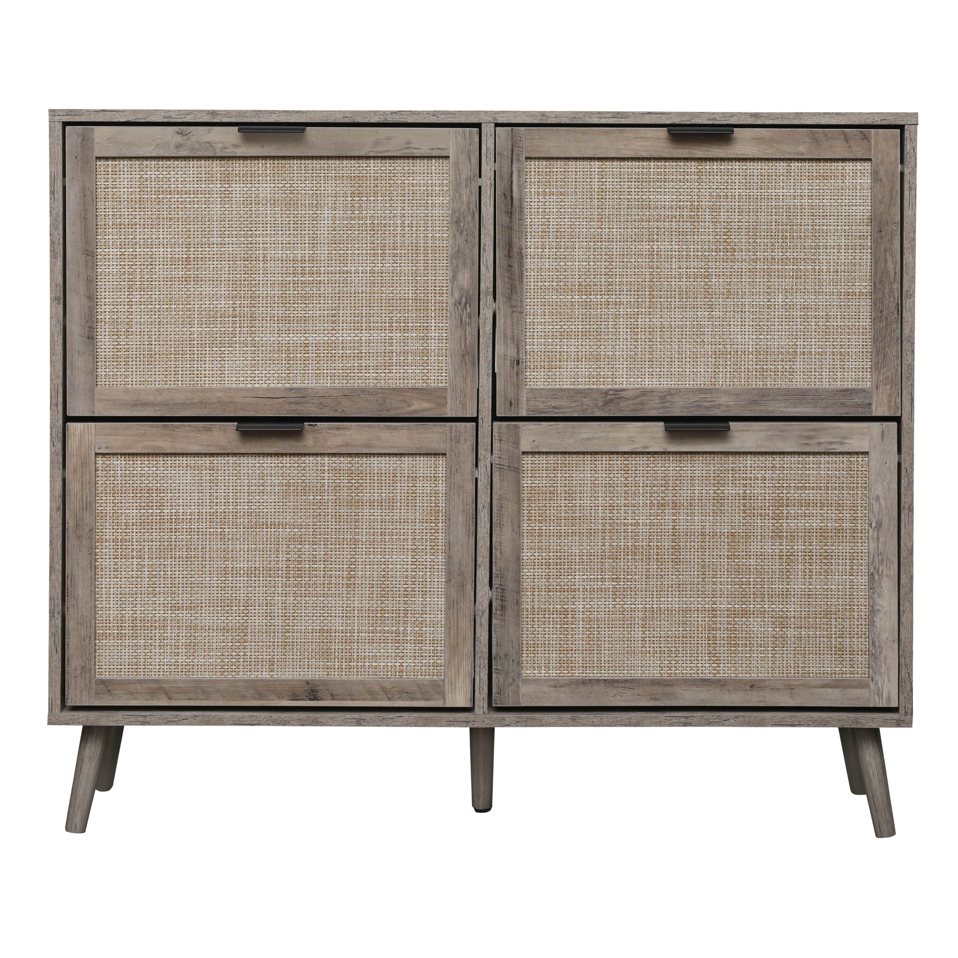 4 Door Shoe Rack, Freestanding Modern Shoe Storage Cabinet, for Entryway - Korvel