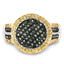 Bague en argent sterling avec diamants verts et jaunes de 0,44 carat