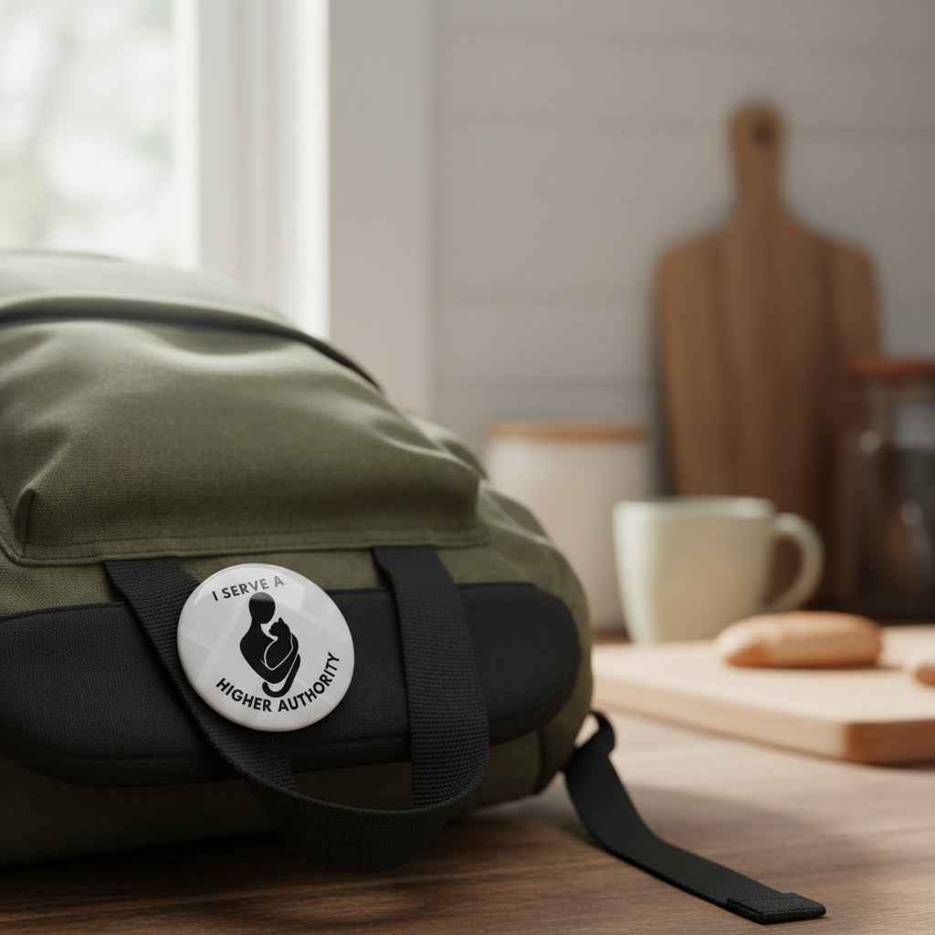 Je sers une autorité supérieure – Badge à épingle de chat – Silhouette minimaliste