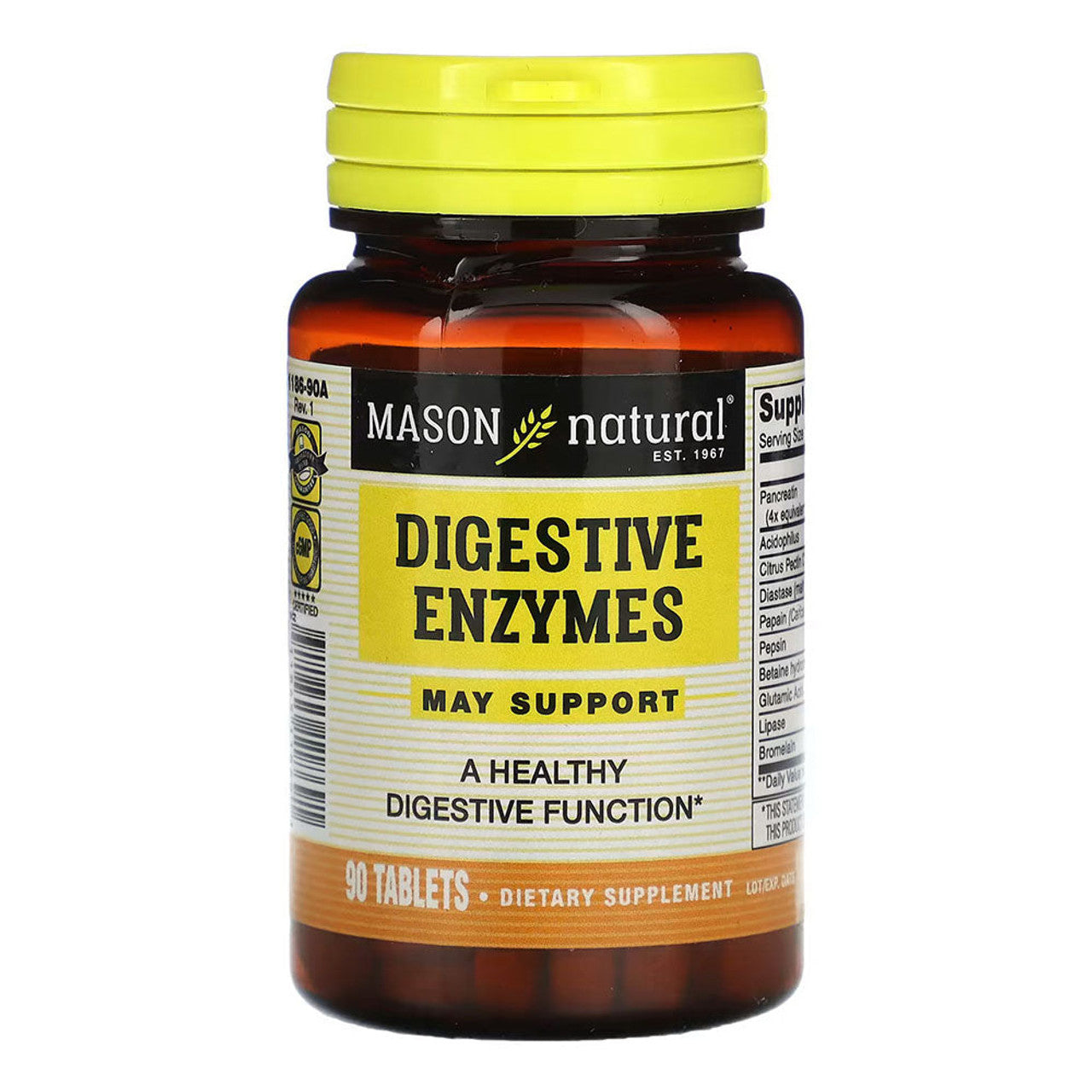 Enzymes digestives Mason Natural, 90 comprimés