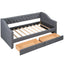 Cama nido tapizada de tamaño individual con dos cajones - Gris