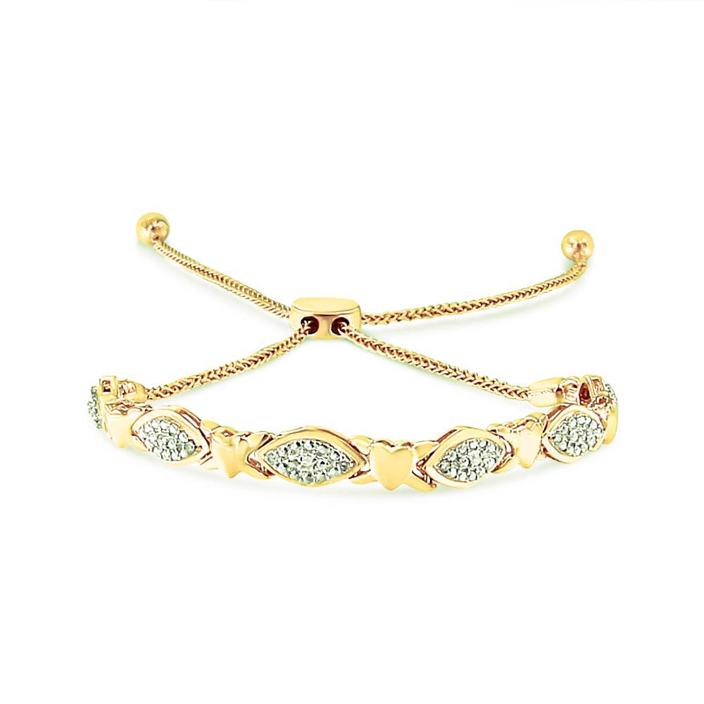 Bracelet Bolo en Argent Sterling Plaqué Or Jaune 14K avec Accent de Diamant