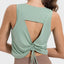 Drawstring Cutout Round Neck Active Tank - Korvel