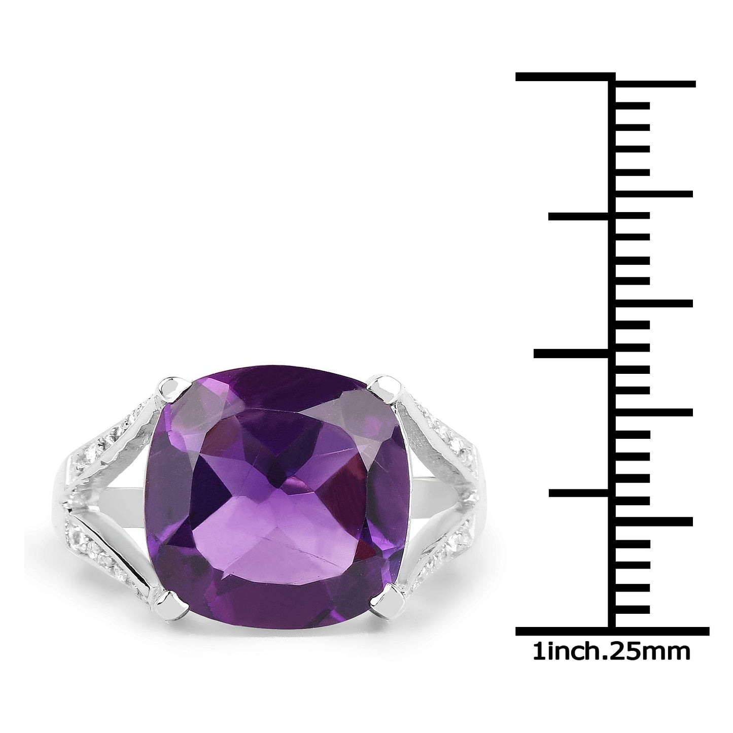 Anillo de Plata Esterlina de 5.99 Quilates con Amatista y Topacio Blanco