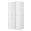 3 Door Wardrobe with Mirror, Armoire with Hanging Rod and 3 Fixed Shelves,White - Korvel