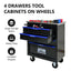 4 DRAWERS MULTIFUNCTIONAL TOOL CART WITH WHEELS-BLACK - Korvel