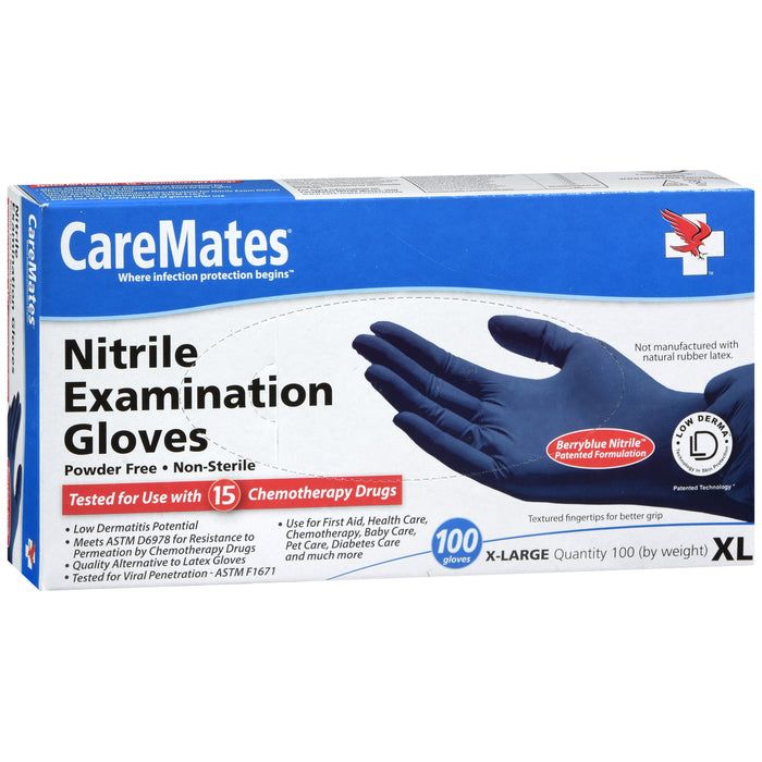 Guantes de Examen de Nitrilo CareMates, Azul Berry, X-Large, 100 Contenido