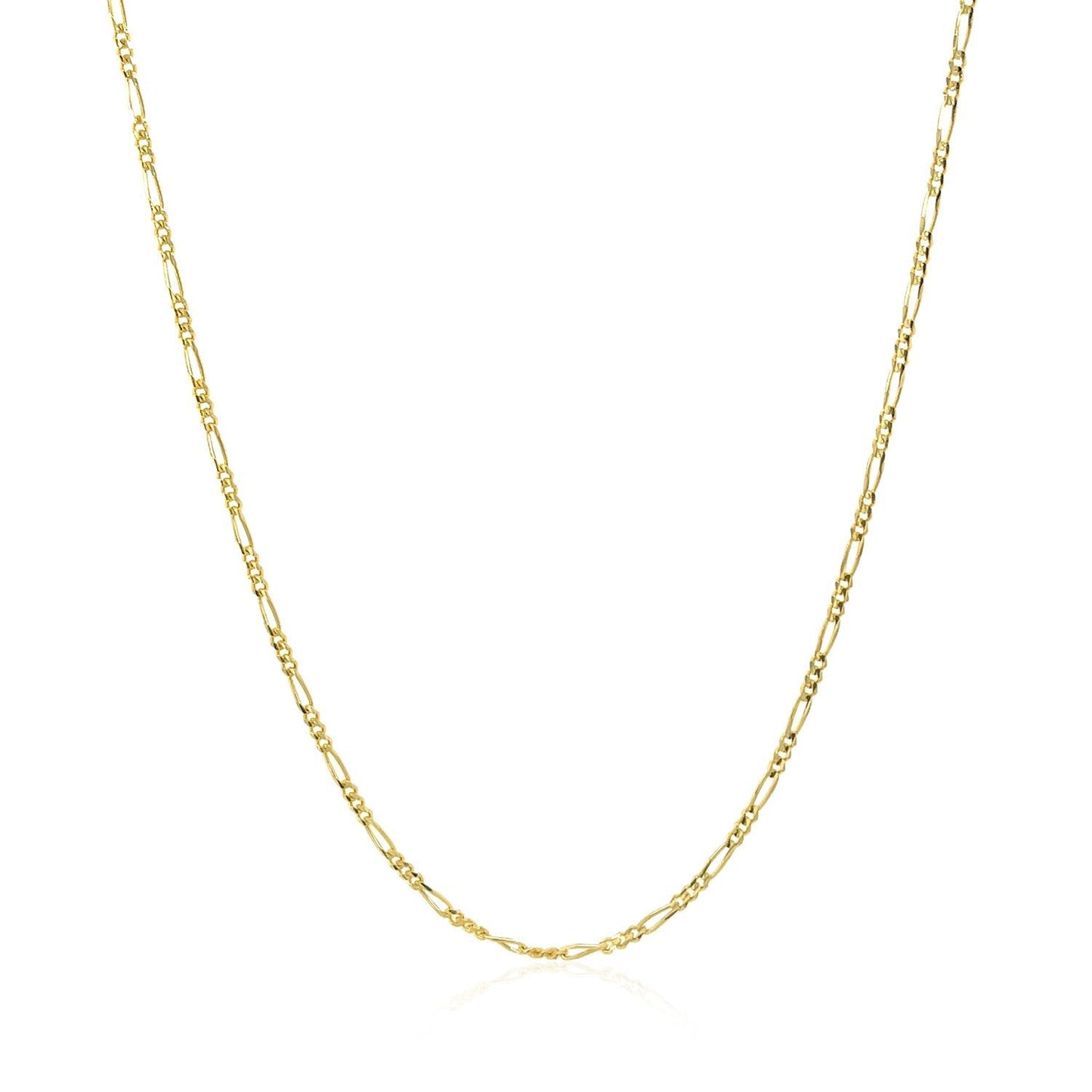 Cadena Figaro Sólida de Oro Amarillo de 14k - 1.3mm