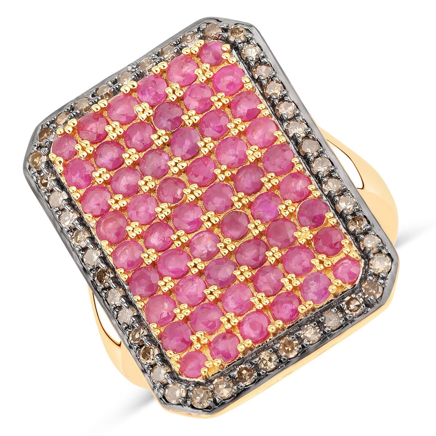 Bague de fiançailles en argent sterling avec rubis et diamants de 3,14 carats