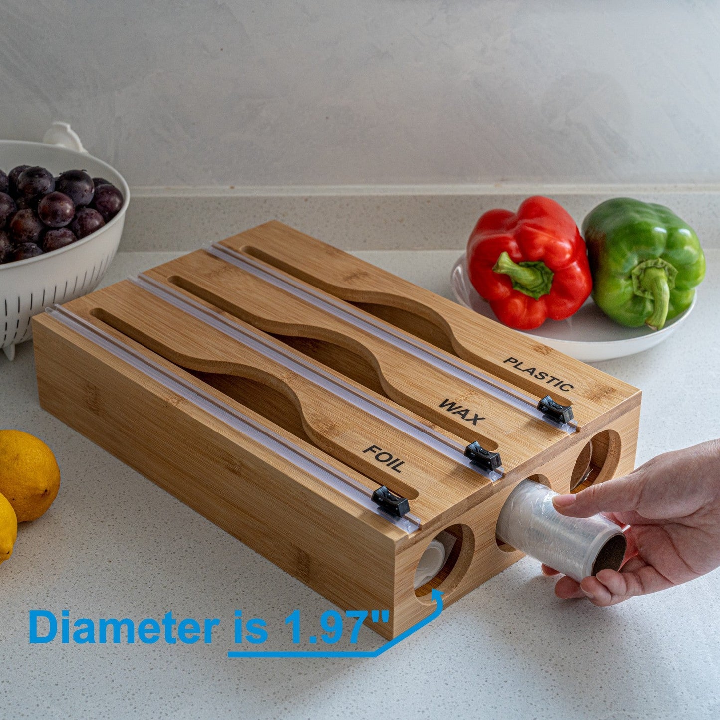 Premium Bamboo and Wood Cling Film Cutter