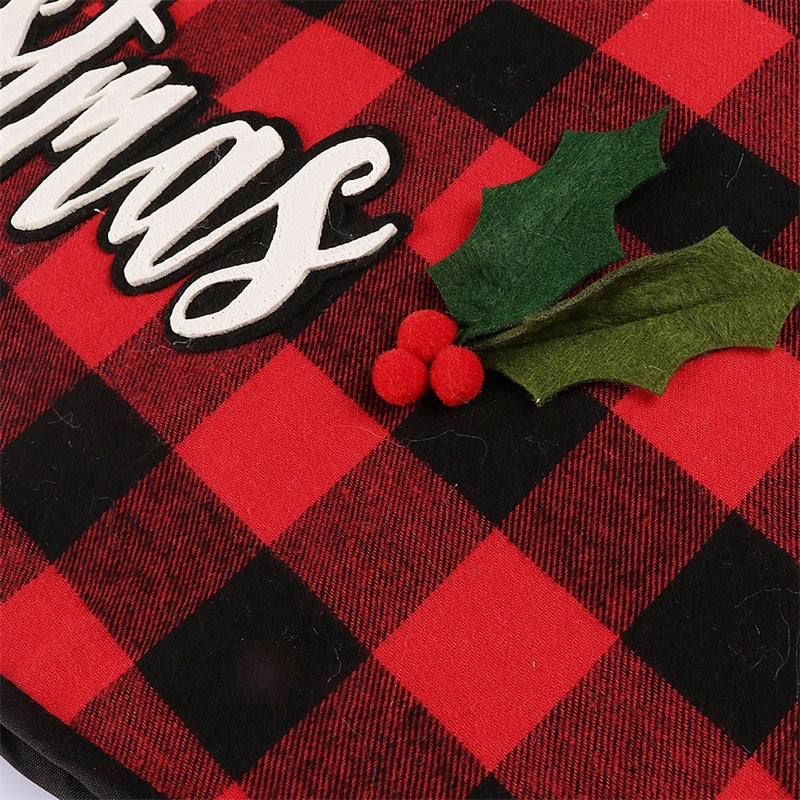 Premium Red and Black Checkered Christmas Tree Skirt