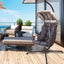 Swing Egg Chair with Stand Indoor Outdoor Wicker Rattan Frame 350lbs Capacity Hammock Chair - Korvel