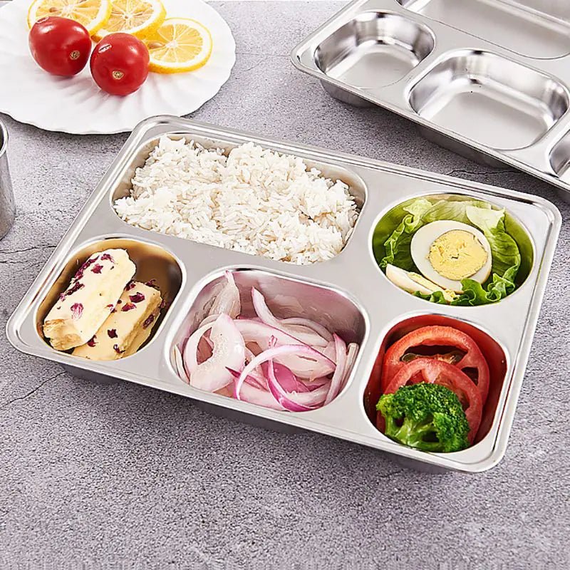Bandeja de Cena Dividida de Acero Inoxidable - 3, 4 o 5 Secciones