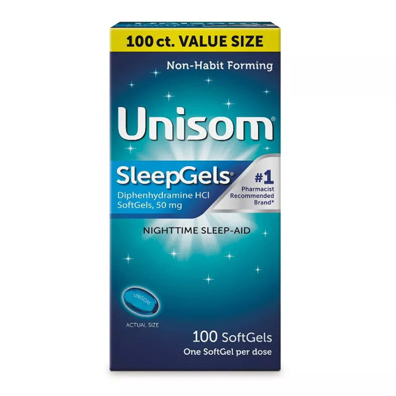 Unisom SleepGels Aide au Sommeil Nocturne - 100 Gélules Molles