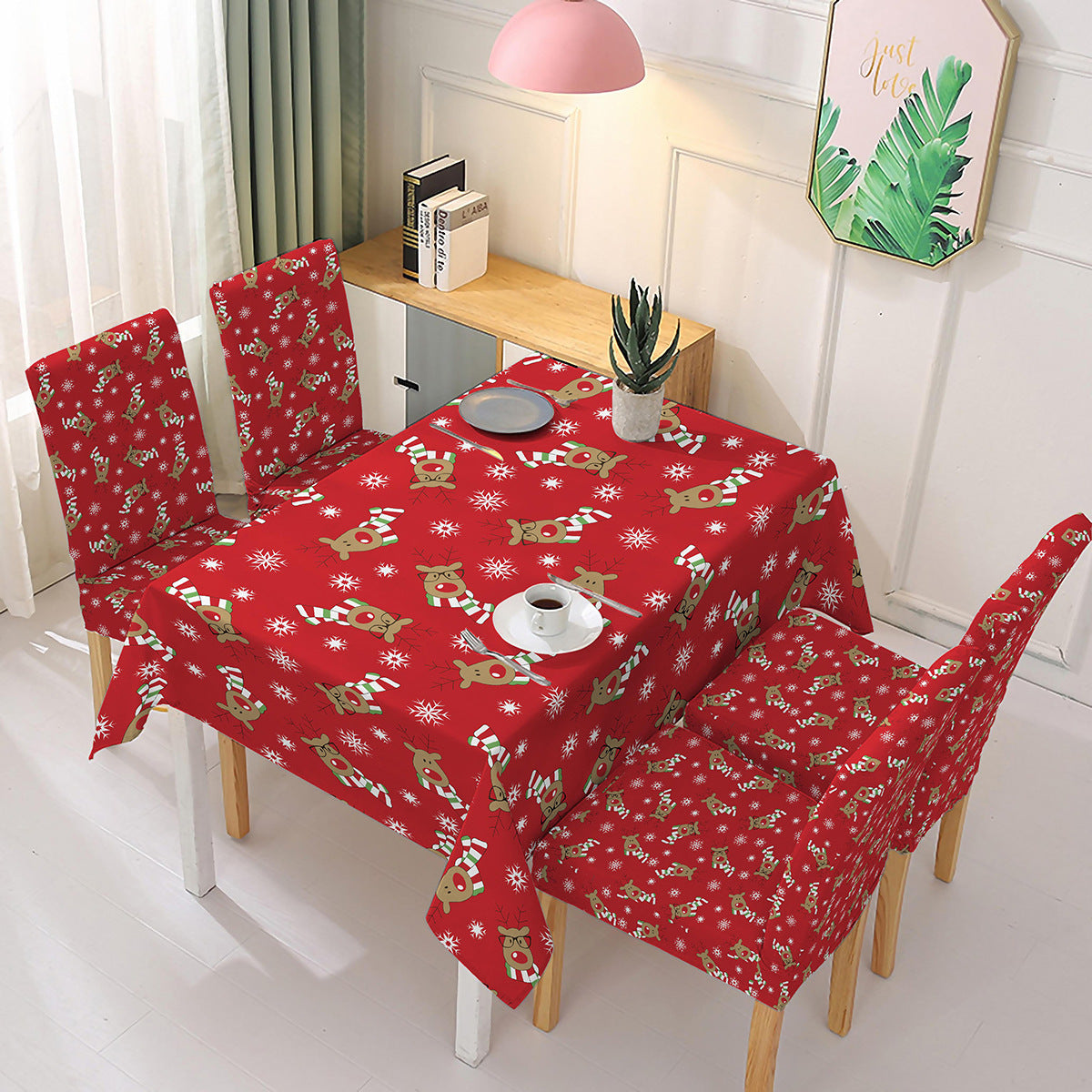 Festive Waterproof Tablecloth with Santa Claus Design