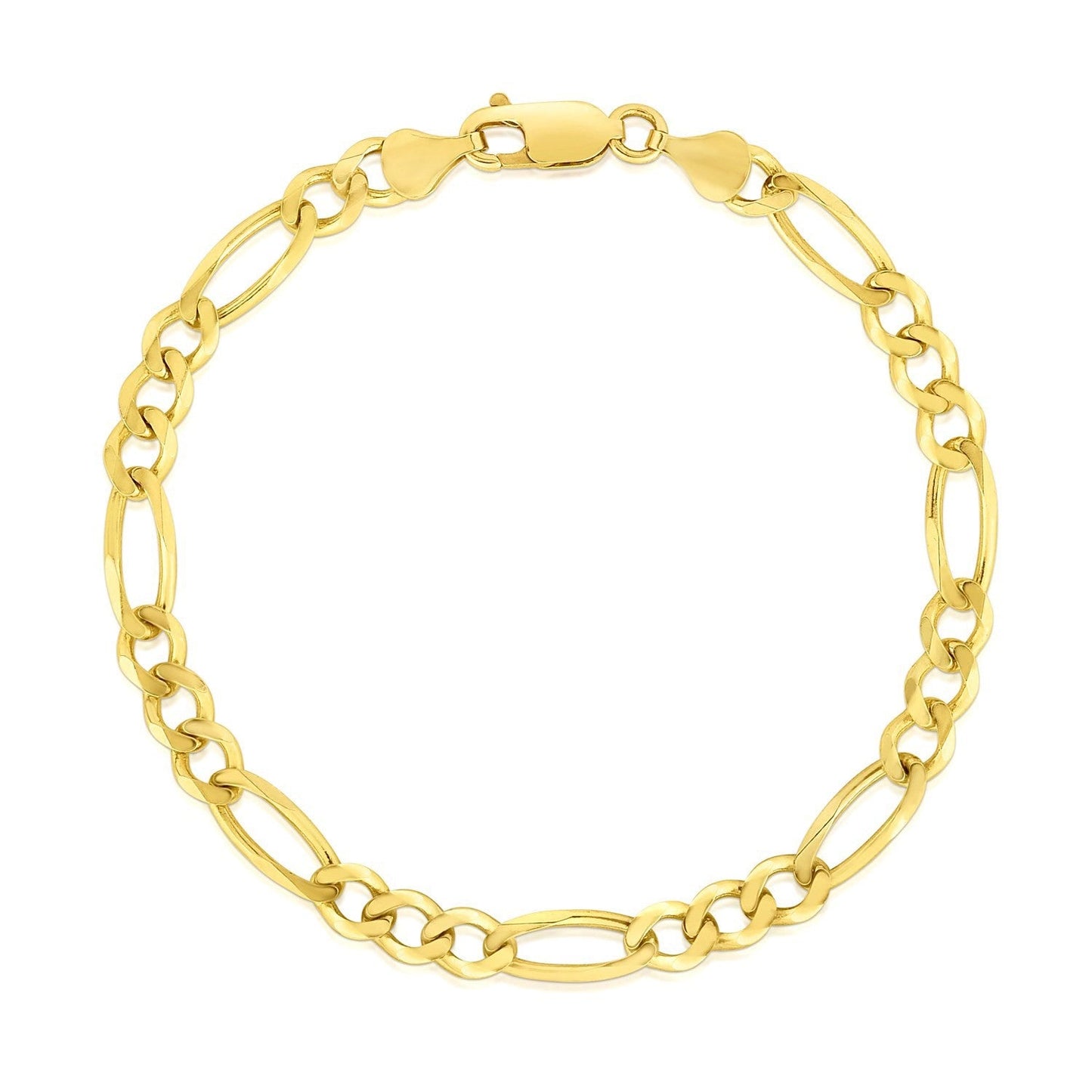 10k Yellow Gold Solid Figaro Bracelet - 4.50 mm
