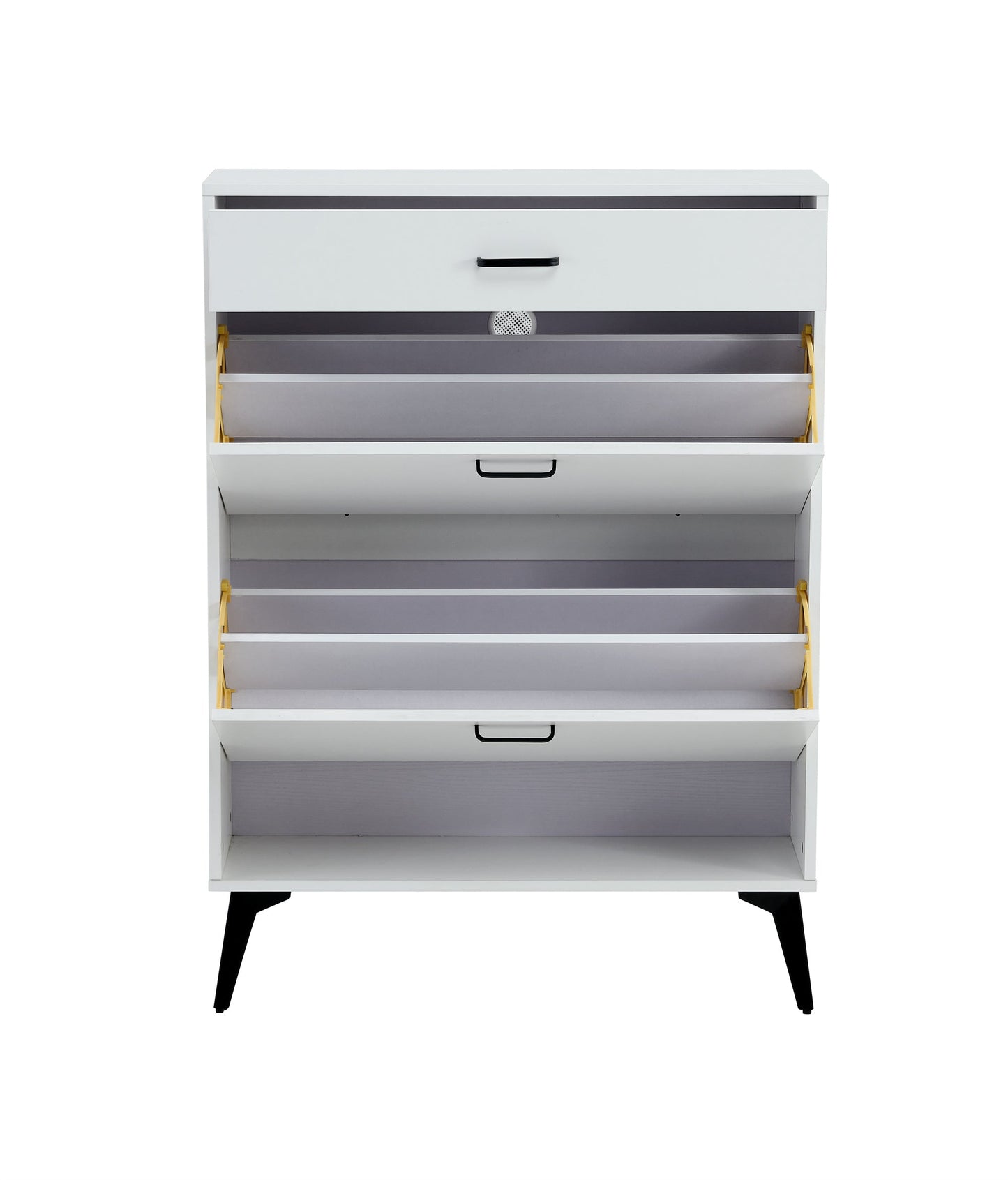 Shoe Cabinet , Shoe storage shelves, metal leg, White - Korvel